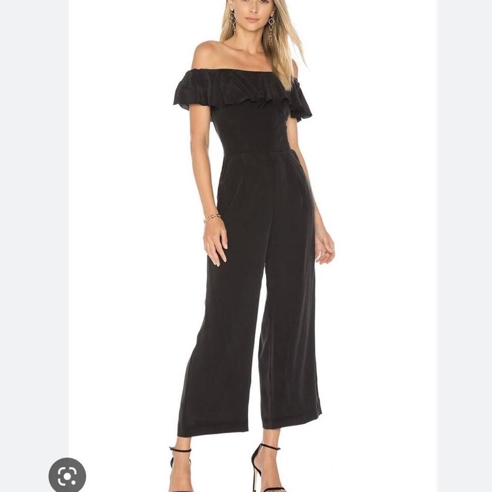 L’Agence Off The Shoulder Silk Jumpsuit - Black